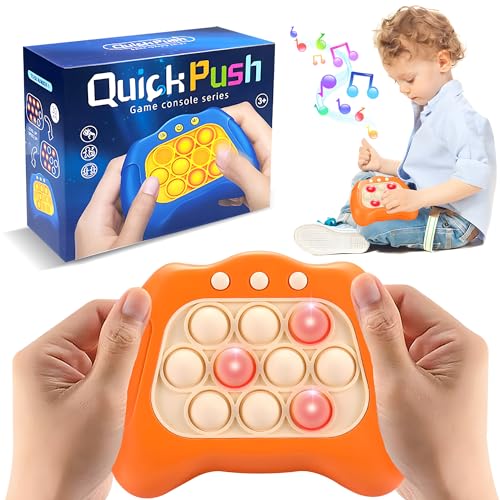 ROHSCE Fast Push Game Pop Fidget Toys, Bubble Pop Game, Electronic Fidget Pop Quick Push it Light up Games, Sensory Pocket Games for Kids 8-12, Birthday Gifts for Toddlers, Kids, and Teens (ORANGE) von ROHSCE