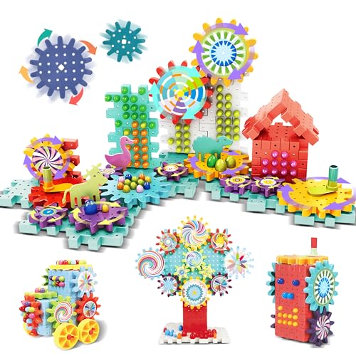 ROHSCE Gear Toys Interlocking Building Blocks, 150 Piece Educational Engineering Building Toys Set, Creative Construction STEM Kits for Boys Girls, Waffle Blocks for Toddlers Ages 3+ von ROHSCE