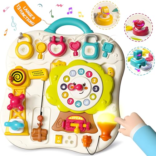 ROHSCE Montessori Busy Board – Lerntafel für Babys, 1 bis 3 Jahre, mit 13 musikalischen Aktivitäten und LED-Lichtern, sensorischen Spielen, feinmotorischen Aktivitäten ROHSCE Montessori Busy Board – Lerntafel für Babys, 1 bis 3 Jahre, mit 13 musikalischen Aktivitäten und LED-Lichtern, sensorischen Spielen, feinmotorischen Aktivitäten von ROHSCE