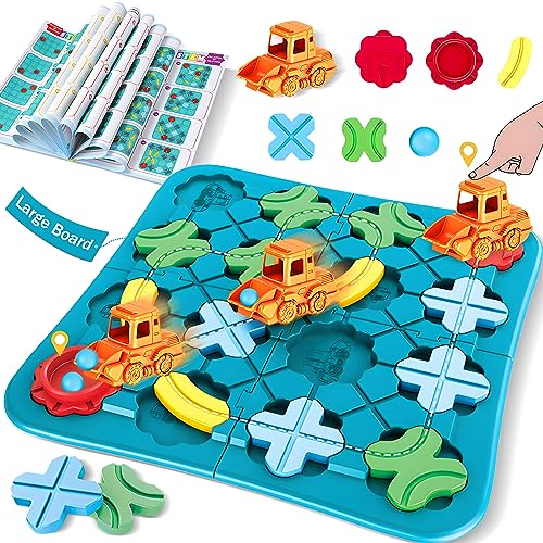 ROHSCE Toys STEM Board Games Smart Logical Road Builder Brain Teasers Puzzle Game, Montessori Preschool Travel Toy Board car Games for Kids Ages 4-8 Educational Toys Logic Games von ROHSCE