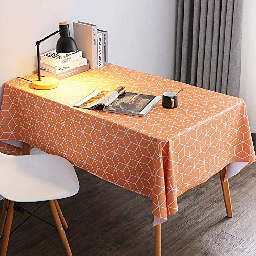 ROJDFCNBW Stick Baumwolle und Tischtuch, Abwischbare PVC-Tischdecke, dick und weich(Orange,110x160cm) von ROJDFCNBW