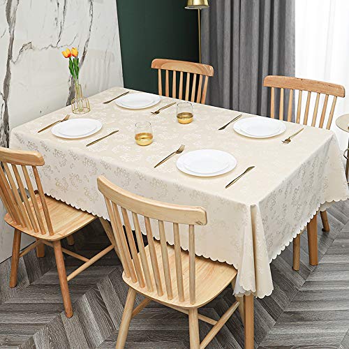 ROJDFCNBW Stick Baumwolle und Tischtuch, Abwischen mit einem sauberen Öltuch Tischdecke leicht zu wischen Vinyl-Kunststoff-Tischdecke(A - Beige,59.1 x 35.4 inch) von ROJDFCNBW