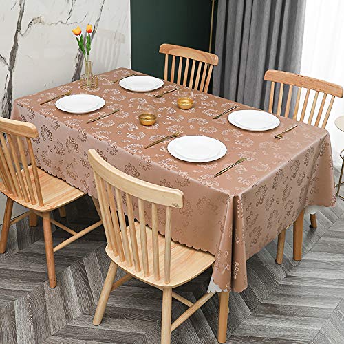 ROJDFCNBW Stick Baumwolle und Tischtuch, Abwischen mit einem sauberen Öltuch Tischdecke leicht zu wischen Vinyl-Kunststoff-Tischdecke(A - Coffee,47.2 x 47.2 inch) von ROJDFCNBW