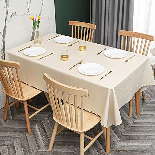 ROJDFCNBW Stick Baumwolle und Tischtuch, Abwischen mit einem sauberen Öltuch Tischdecke leicht zu wischen Vinyl-Kunststoff-Tischdecke(B - Beige,47.2 x 47.2 inch) von ROJDFCNBW