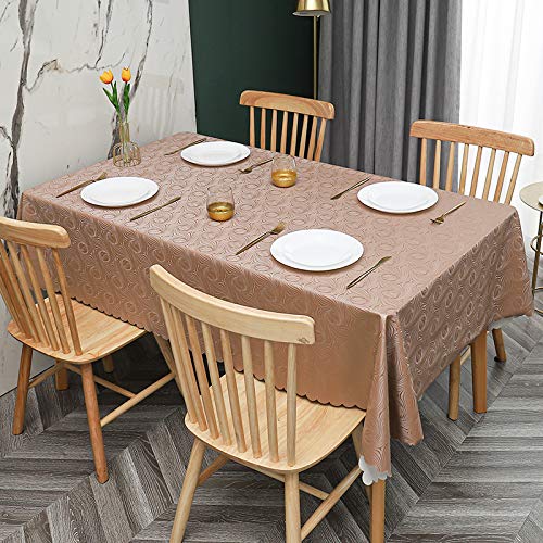 ROJDFCNBW Stick Baumwolle und Tischtuch, Abwischen mit einem sauberen Öltuch Tischdecke leicht zu wischen Vinyl-Kunststoff-Tischdecke(B - Coffee,47.2 x 47.2 inch) von ROJDFCNBW