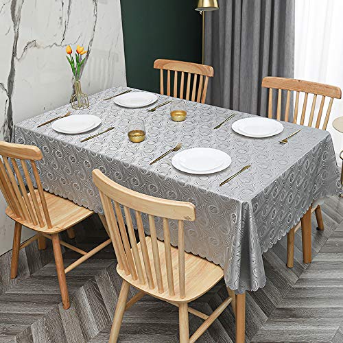 ROJDFCNBW Stick Baumwolle und Tischtuch, Abwischen mit einem sauberen Öltuch Tischdecke leicht zu wischen Vinyl-Kunststoff-Tischdecke(B - Grey,86.6 x 55.1 inch) von ROJDFCNBW