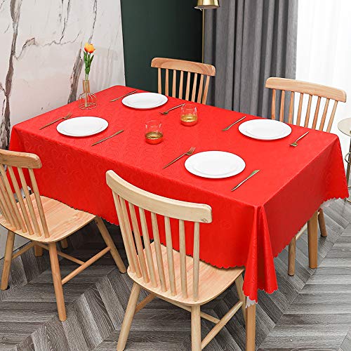 ROJDFCNBW Stick Baumwolle und Tischtuch, Abwischen mit einem sauberen Öltuch Tischdecke leicht zu wischen Vinyl-Kunststoff-Tischdecke(B - Red,47.2 x 31.5 inch) von ROJDFCNBW
