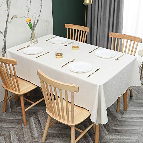 ROJDFCNBW Stick Baumwolle und Tischtuch, Abwischen mit einem sauberen Öltuch Tischdecke leicht zu wischen Vinyl-Kunststoff-Tischdecke(B - White,78.7 x 55.1 inch) von ROJDFCNBW