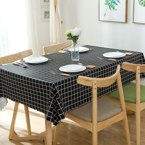 ROJDFCNBW Stick Baumwolle und Tischtuch, Abwischen mit einem sauberen Öltuch Tischdecke leicht zu wischen Vinyl-Kunststoff-Tischdecke(Black-3,63 x 39.4 inch) von ROJDFCNBW