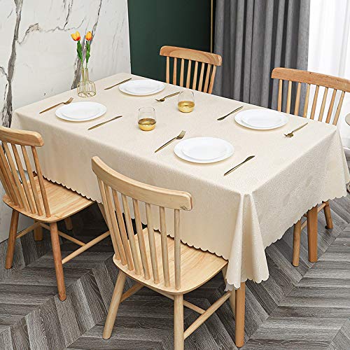 ROJDFCNBW Stick Baumwolle und Tischtuch, Abwischen mit einem sauberen Öltuch Tischdecke leicht zu wischen Vinyl-Kunststoff-Tischdecke(C - Beige,35.4 x 35.4 inch) von ROJDFCNBW