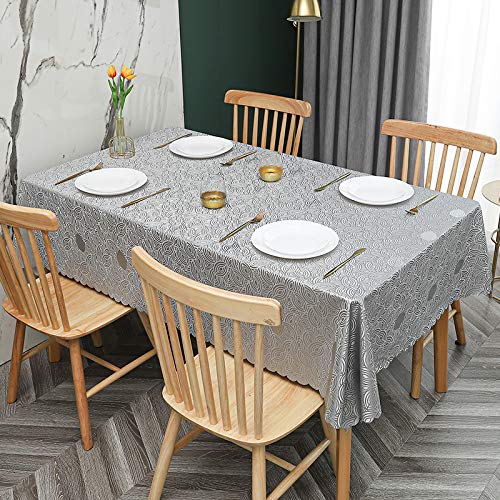 ROJDFCNBW Stick Baumwolle und Tischtuch, Abwischen mit einem sauberen Öltuch Tischdecke leicht zu wischen Vinyl-Kunststoff-Tischdecke(C - Grey,78.7 x 55.1 inch) von ROJDFCNBW