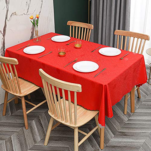 ROJDFCNBW Stick Baumwolle und Tischtuch, Abwischen mit einem sauberen Öltuch Tischdecke leicht zu wischen Vinyl-Kunststoff-Tischdecke(C - Red,70.9 x 47.2 inch) von ROJDFCNBW