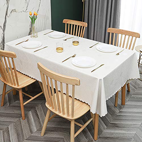 ROJDFCNBW Stick Baumwolle und Tischtuch, Abwischen mit einem sauberen Öltuch Tischdecke leicht zu wischen Vinyl-Kunststoff-Tischdecke(C - White,55.1 x 55.1 inch) von ROJDFCNBW