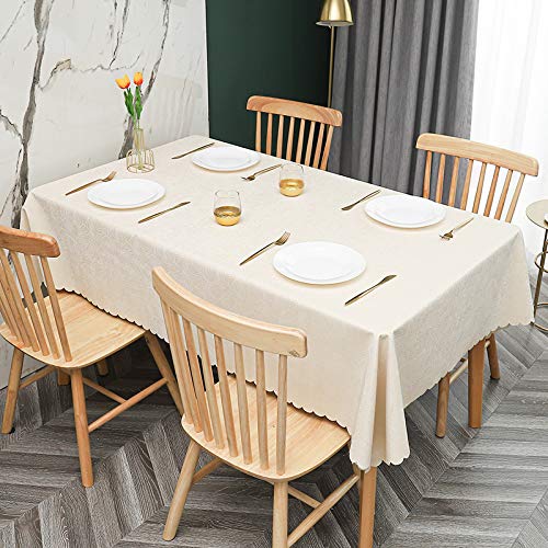 ROJDFCNBW Stick Baumwolle und Tischtuch, Abwischen mit einem sauberen Öltuch Tischdecke leicht zu wischen Vinyl-Kunststoff-Tischdecke(D - Beige,47.2 x 47.2 inch) von ROJDFCNBW