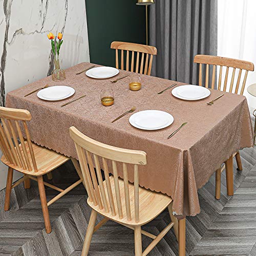 ROJDFCNBW Stick Baumwolle und Tischtuch, Abwischen mit einem sauberen Öltuch Tischdecke leicht zu wischen Vinyl-Kunststoff-Tischdecke(D - Coffee,63 x 47.2 inch) von ROJDFCNBW