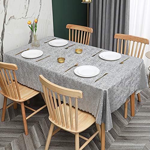 ROJDFCNBW Stick Baumwolle und Tischtuch, Abwischen mit einem sauberen Öltuch Tischdecke leicht zu wischen Vinyl-Kunststoff-Tischdecke(D - Grey,78.7 x 55.1 inch) von ROJDFCNBW