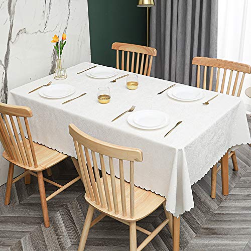 ROJDFCNBW Stick Baumwolle und Tischtuch, Abwischen mit einem sauberen Öltuch Tischdecke leicht zu wischen Vinyl-Kunststoff-Tischdecke(D - White,47.2 x 31.5 inch) von ROJDFCNBW