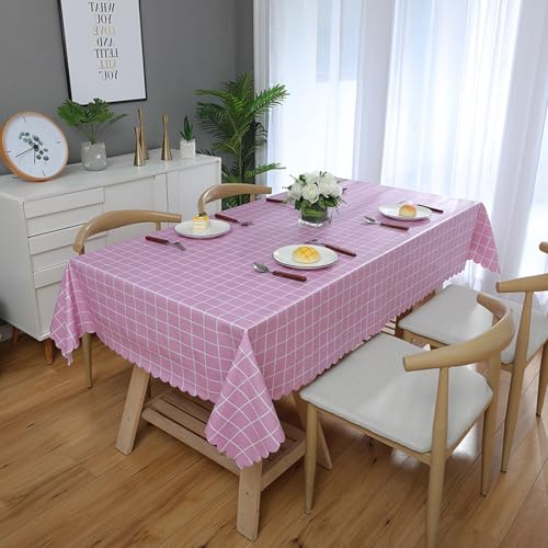 ROJDFCNBW Stick Baumwolle und Tischtuch, Abwischen mit einem sauberen Öltuch Tischdecke leicht zu wischen Vinyl-Kunststoff-Tischdecke(Pink-3,86.6 x 55.1 inch) von ROJDFCNBW