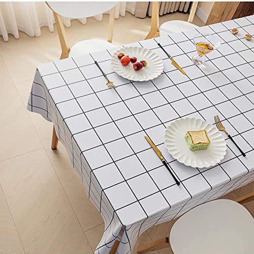 ROJDFCNBW Stick Baumwolle und Tischtuch, Abwischen mit einem sauberen Öltuch Tischdecke leicht zu wischen Vinyl-Kunststoff-Tischdecke(White,47.2 x 31.5 inch) von ROJDFCNBW