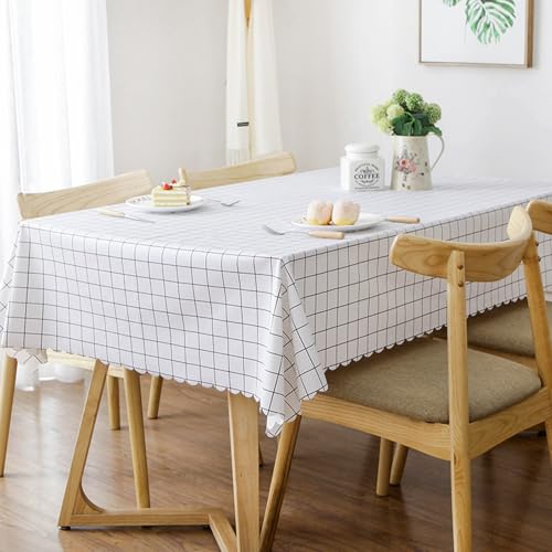 ROJDFCNBW Stick Baumwolle und Tischtuch, Abwischen mit einem sauberen Öltuch Tischdecke leicht zu wischen Vinyl-Kunststoff-Tischdecke(White-3,47.2 x 31.5 inch) von ROJDFCNBW