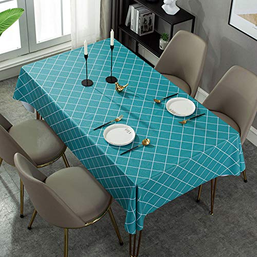 ROJDFCNBW Stick Baumwolle und Tischtuch, Abwischen mit einem sauberen Wachstuch Tischdecke leicht abwischbare Vinyl-Tischdecke(Blue,55.1 x 55.1 inch) von ROJDFCNBW