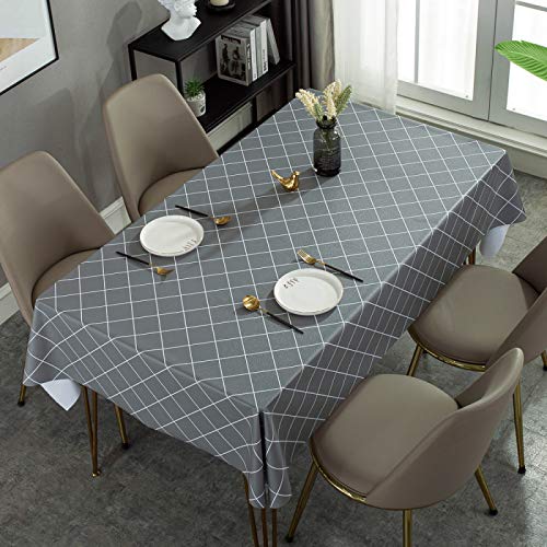 ROJDFCNBW Stick Baumwolle und Tischtuch, Abwischen mit einem sauberen Wachstuch Tischdecke leicht abwischbare Vinyl-Tischdecke(Grey,55.1 x 55.1 inch) von ROJDFCNBW