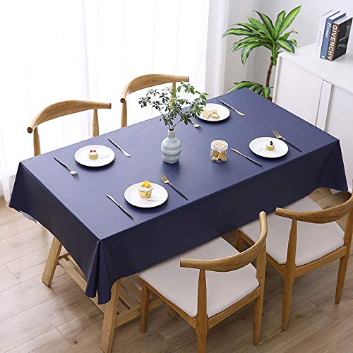 ROJDFCNBW Stick Baumwolle und Tischtuch, PVC-Tischdecke mit einem sauberen Öltuch abwischen, leicht abzuwischende Vinyl-Kunststoff-Tischdecke(Dark Blue 02,120x160cm) von ROJDFCNBW