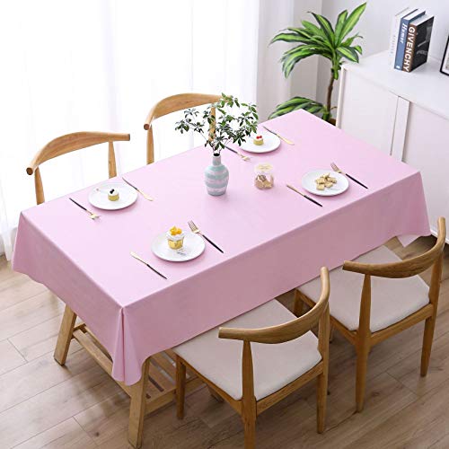 ROJDFCNBW Stick Baumwolle und Tischtuch, PVC-Tischdecke mit einem sauberen Öltuch abwischen, leicht abzuwischende Vinyl-Kunststoff-Tischdecke(Pink,140x140cm) von ROJDFCNBW