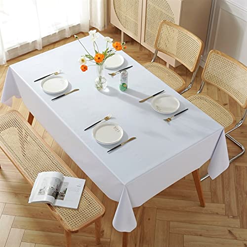 ROJDFCNBW Stick Baumwolle und Tischtuch, PVC-Tischdecke mit einem sauberen Öltuch abwischen, leicht abzuwischende Vinyl-Kunststoff-Tischdecke(White,140x140cm) von ROJDFCNBW