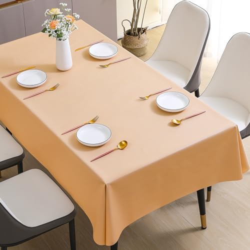 ROJDFCNBW Stick Baumwolle und Tischtuch, PVC-Tischdecke mit einem sauberen Wachstuch abwischen(Khaki,86.6 x 55.1 inch) von ROJDFCNBW