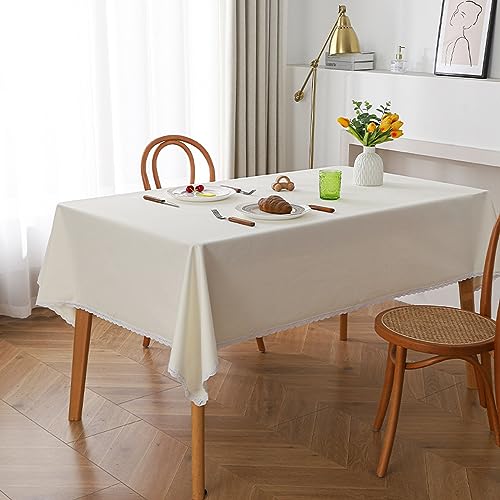 ROJDFCNBW Stick Baumwolle und Tischtuch, Party-Tischdecke, abwischbare Tischdecke, PVC-Tischdecke(Beige,55.1 x 55.1 inch) von ROJDFCNBW