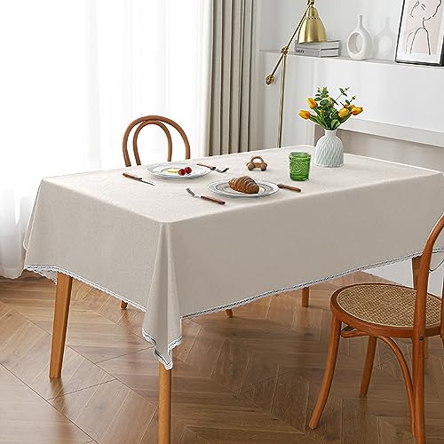 ROJDFCNBW Stick Baumwolle und Tischtuch, Party-Tischdecke, abwischbare Tischdecke, PVC-Tischdecke(Khaki,94.5 x 55.1 inch) von ROJDFCNBW