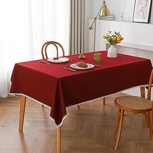 ROJDFCNBW Stick Baumwolle und Tischtuch, Party-Tischdecke, abwischbare Tischdecke, PVC-Tischdecke(Red,78.7 x 55.1 inch) von ROJDFCNBW