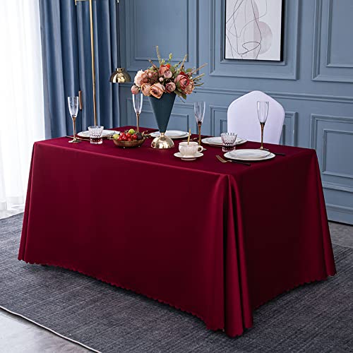 ROJDFCNBW Stick Baumwolle und Tischtuch, Polyester-Tischdecke mit quadratischer Tischdecke for Esstische im Innen- und Außenbereich(Claret,160x240cm) von ROJDFCNBW