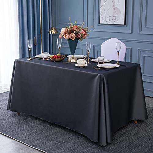 ROJDFCNBW Stick Baumwolle und Tischtuch, Polyester-Tischdecke mit quadratischer Tischdecke for Esstische im Innen- und Außenbereich(Dark Grey,150x210cm) von ROJDFCNBW
