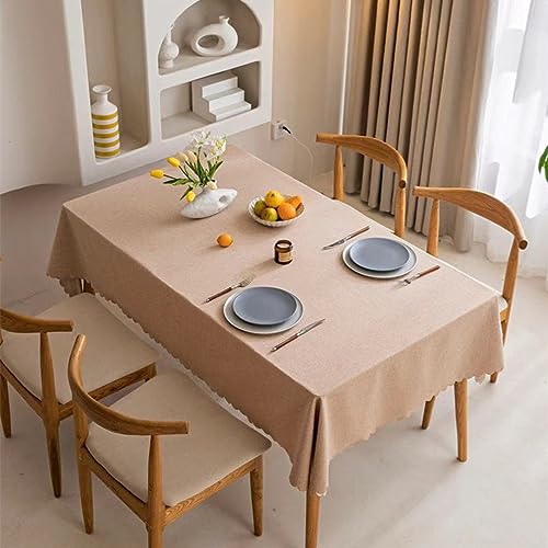 ROJDFCNBW Stick Baumwolle und Tischtuch, Rechteckige Tischdecke aus Baumwollleinen for Esszimmer, Küche,(Khaki,78.7 x 51.2 inch) von ROJDFCNBW