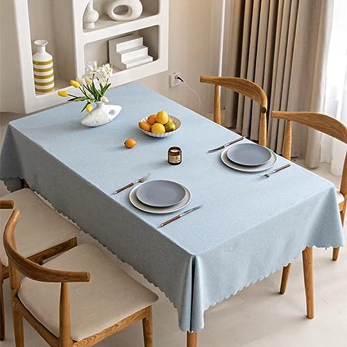 ROJDFCNBW Stick Baumwolle und Tischtuch, Rechteckige Tischdecke aus Baumwollleinen for Esszimmer, Küche,(Light Blue,86.6 x 51.2 inch) von ROJDFCNBW