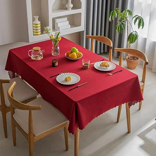 ROJDFCNBW Stick Baumwolle und Tischtuch, Rechteckige Tischdecke aus Baumwollleinen for Esszimmer, Küche,(Red,94.5 x 55.1 inch) von ROJDFCNBW