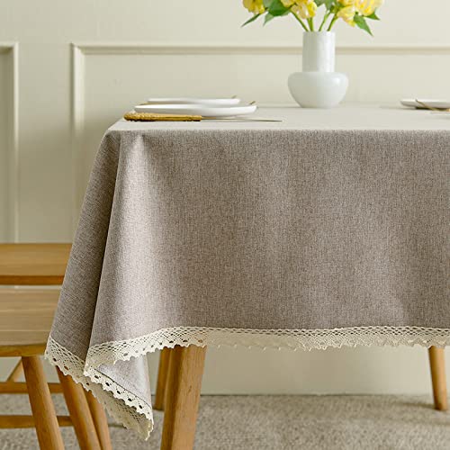 ROJDFCNBW Stick Baumwolle und Tischtuch, Tischdecken, abwischbare Tischdecken aus Kunstleinen(Light Coffee,140x220cm) von ROJDFCNBW
