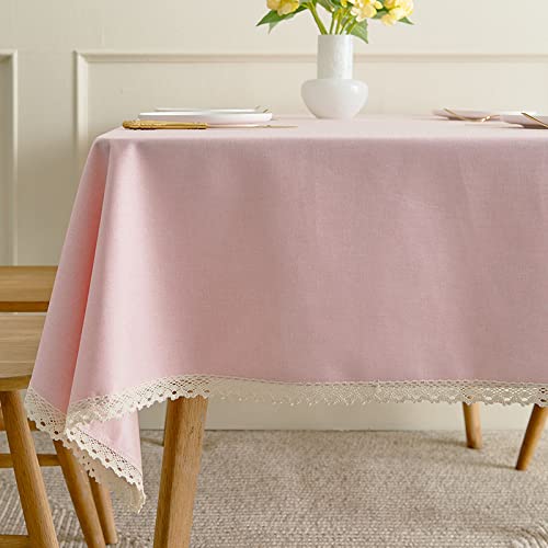 ROJDFCNBW Stick Baumwolle und Tischtuch, Tischdecken, abwischbare Tischdecken aus Kunstleinen(Pink,140x140cm) von ROJDFCNBW