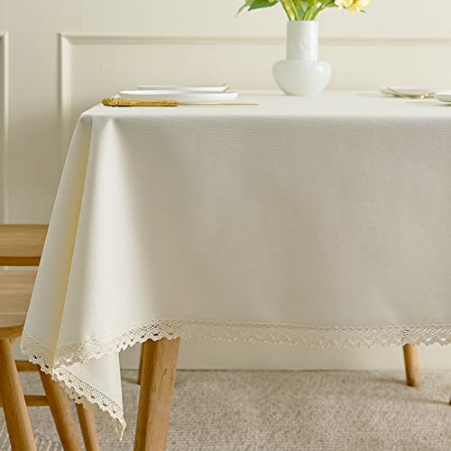 ROJDFCNBW Stick Baumwolle und Tischtuch, Tischdecken, abwischbare Tischdecken aus Kunstleinen(White,140x180cm) von ROJDFCNBW