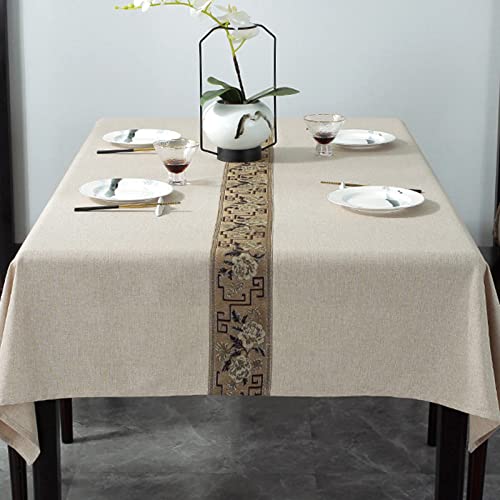 ROJDFCNBW Stick Baumwolle und Tischtuch, Tischdecken aus Kunstleinen, die abwischbar sind(Beige,140x200cm) von ROJDFCNBW