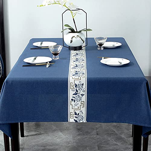 ROJDFCNBW Stick Baumwolle und Tischtuch, Tischdecken aus Kunstleinen, die abwischbar sind(Blue and White,130x130cm) von ROJDFCNBW