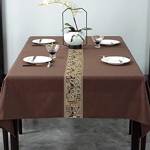 ROJDFCNBW Stick Baumwolle und Tischtuch, Tischdecken aus Kunstleinen, die abwischbar sind(Brown,140x200cm) von ROJDFCNBW