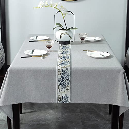 ROJDFCNBW Stick Baumwolle und Tischtuch, Tischdecken aus Kunstleinen, die abwischbar sind(Grey,140x220cm) von ROJDFCNBW