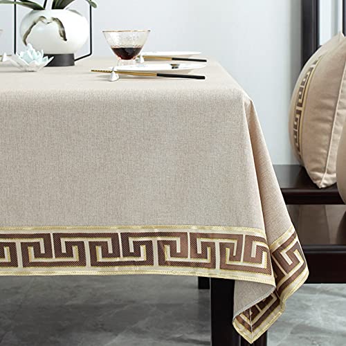 ROJDFCNBW Stick Baumwolle und Tischtuch, Tischdecken aus Kunstleinen, die abwischbar sind(M-beige,130x130cm) von ROJDFCNBW