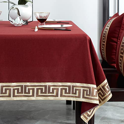 ROJDFCNBW Stick Baumwolle und Tischtuch, Tischdecken aus Kunstleinen, die abwischbar sind(M-red,140x240cm) von ROJDFCNBW