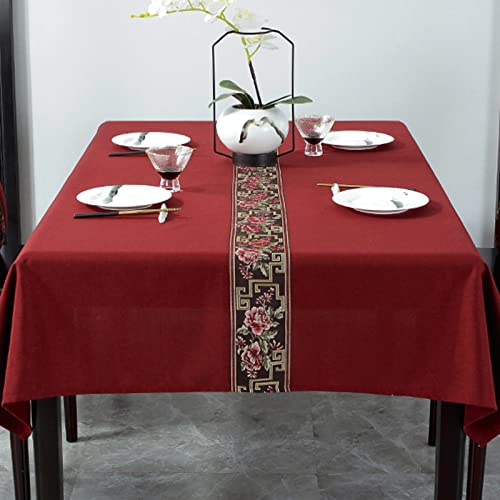 ROJDFCNBW Stick Baumwolle und Tischtuch, Tischdecken aus Kunstleinen, die abwischbar sind(Red,140x220cm) von ROJDFCNBW