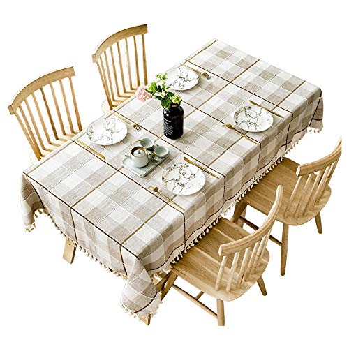 ROJDFCNBW Stick Baumwolle und Tischtuch, abwaschbare Küchentisch- und Buffettischabdeckung(Khaki,78.7 x 55.1 inch) von ROJDFCNBW