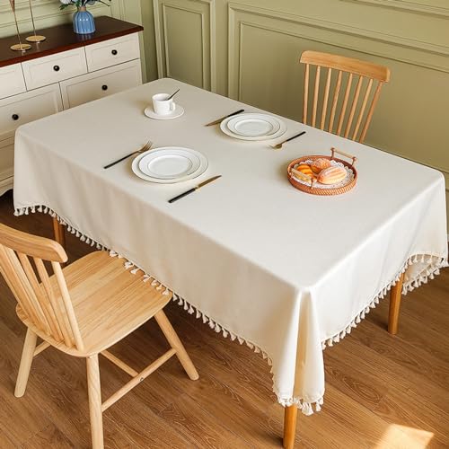ROJDFCNBW Stick Baumwolle und Tischtuch, for Tischdecken, abwischbare Tischdecken aus Kunstleinen(White,39.4 x 39.4 inch) von ROJDFCNBW